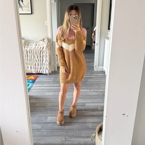 Stylish Long Sleeve Colorblock Dress